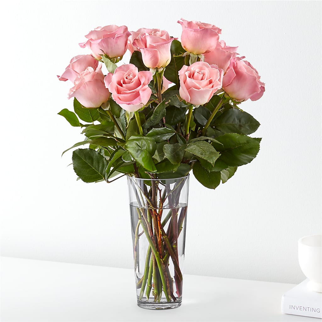 Long Stem Pink Rose Bouquet – Taylor Florist, Billerica MA