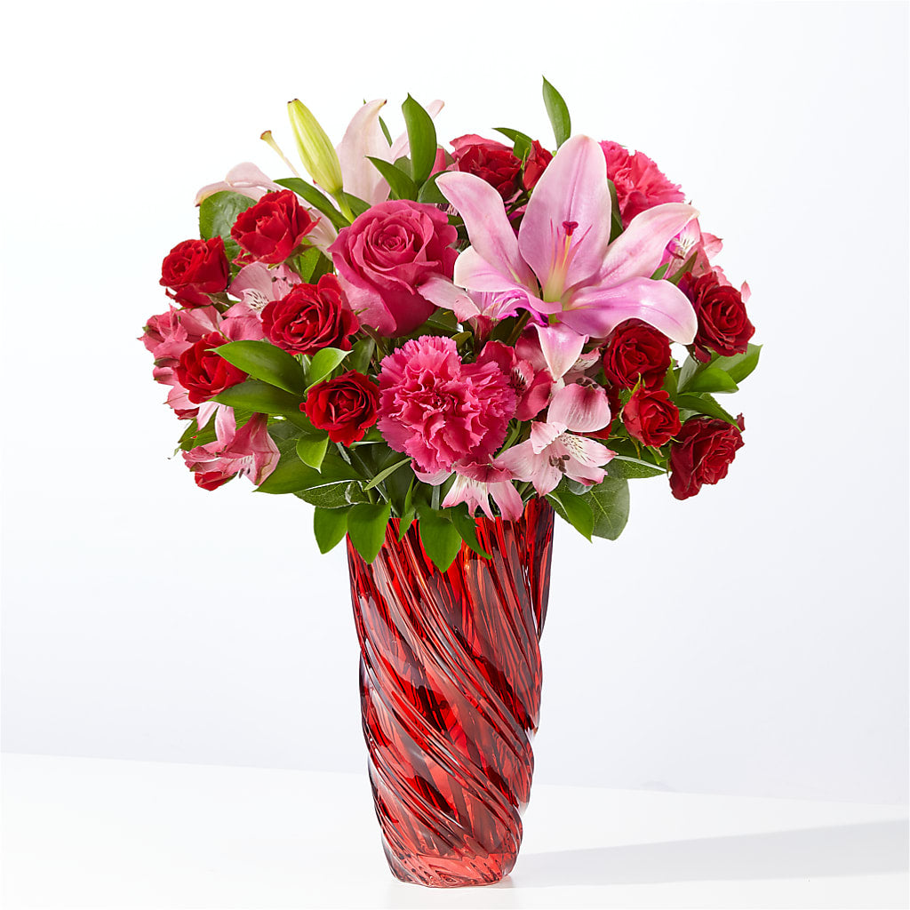 In Love Bouquet with Luxe Swirl Vase – Taylor Florist, Billerica MA