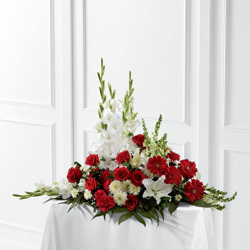 Crimson & White Arrangement – Taylor Florist, Billerica MA
