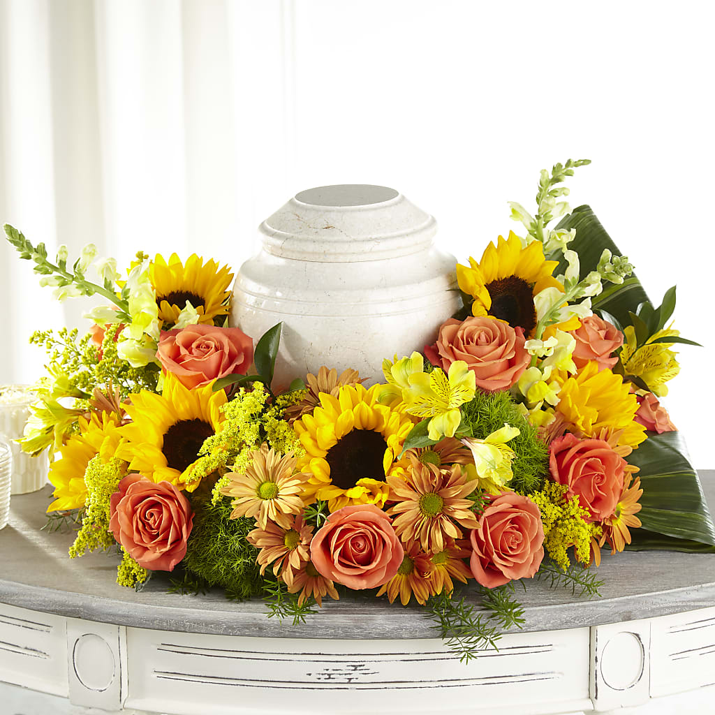Faithful Sunflower Cremation Adornment – Taylor Florist, Billerica MA
