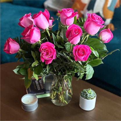 Long Stem Pink Rose Bouquet –  Taylor Florist, Billerica MA