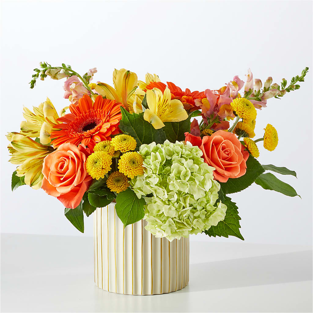 Autumn Sunshine Bouquet with Ivory Vase –  Taylor Florist, Billerica MA