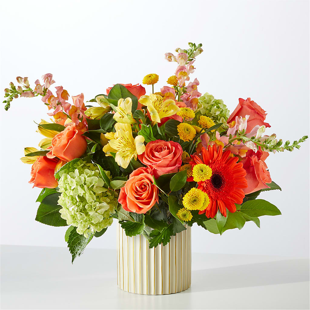 Autumn Sunshine Bouquet with Ivory Vase –  Taylor Florist, Billerica MA