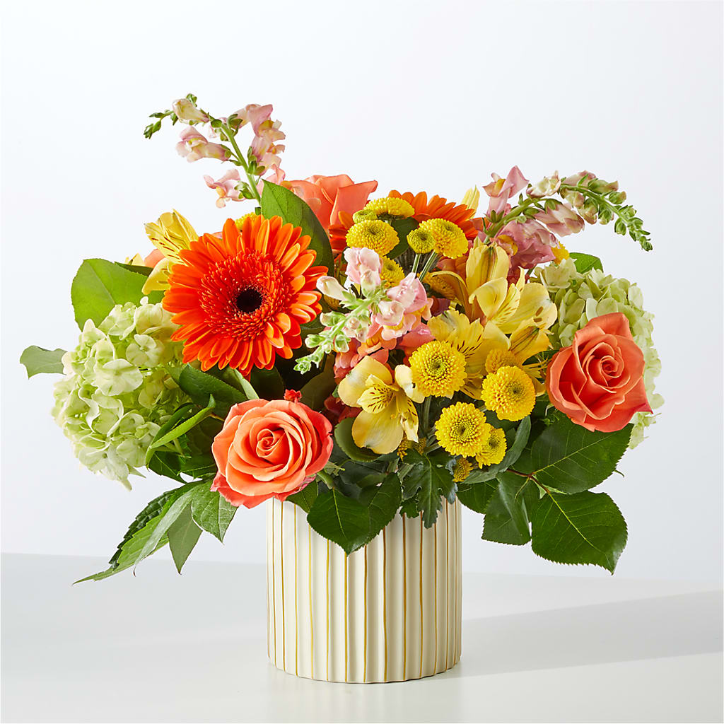 Autumn Sunshine Bouquet with Ivory Vase –  Taylor Florist, Billerica MA