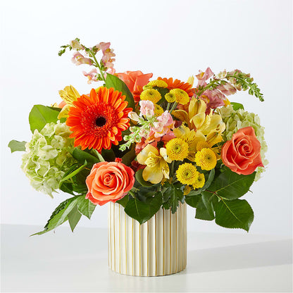 Autumn Sunshine Bouquet with Ivory Vase –  Taylor Florist, Billerica MA