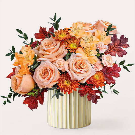 Spiced Latte Bouquet with Ivory Vase –  Taylor Florist, Billerica MA